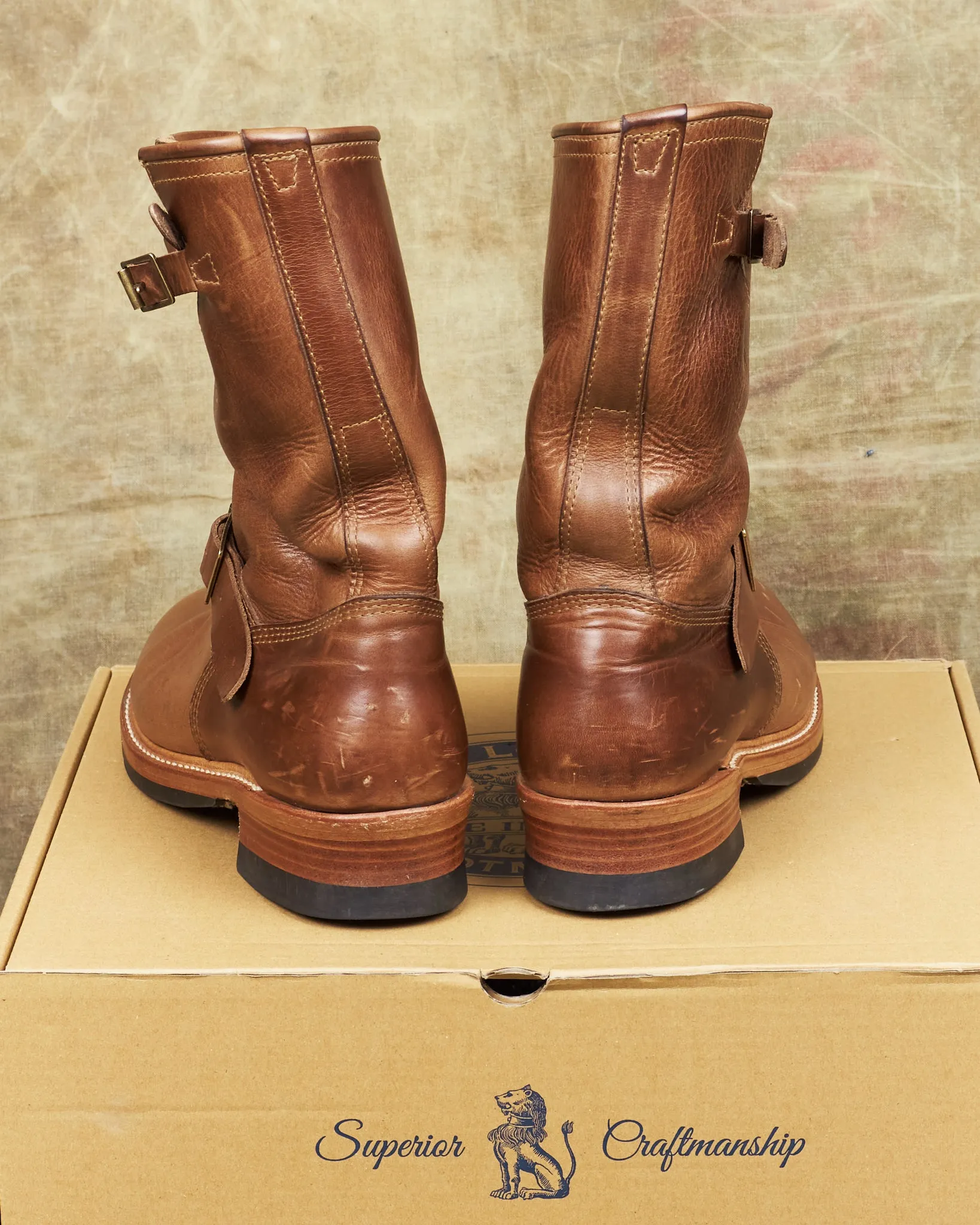 Second Hand John Lofgren LK-003 Engineer Boots Horween Leather CXL Natural Size US 9D