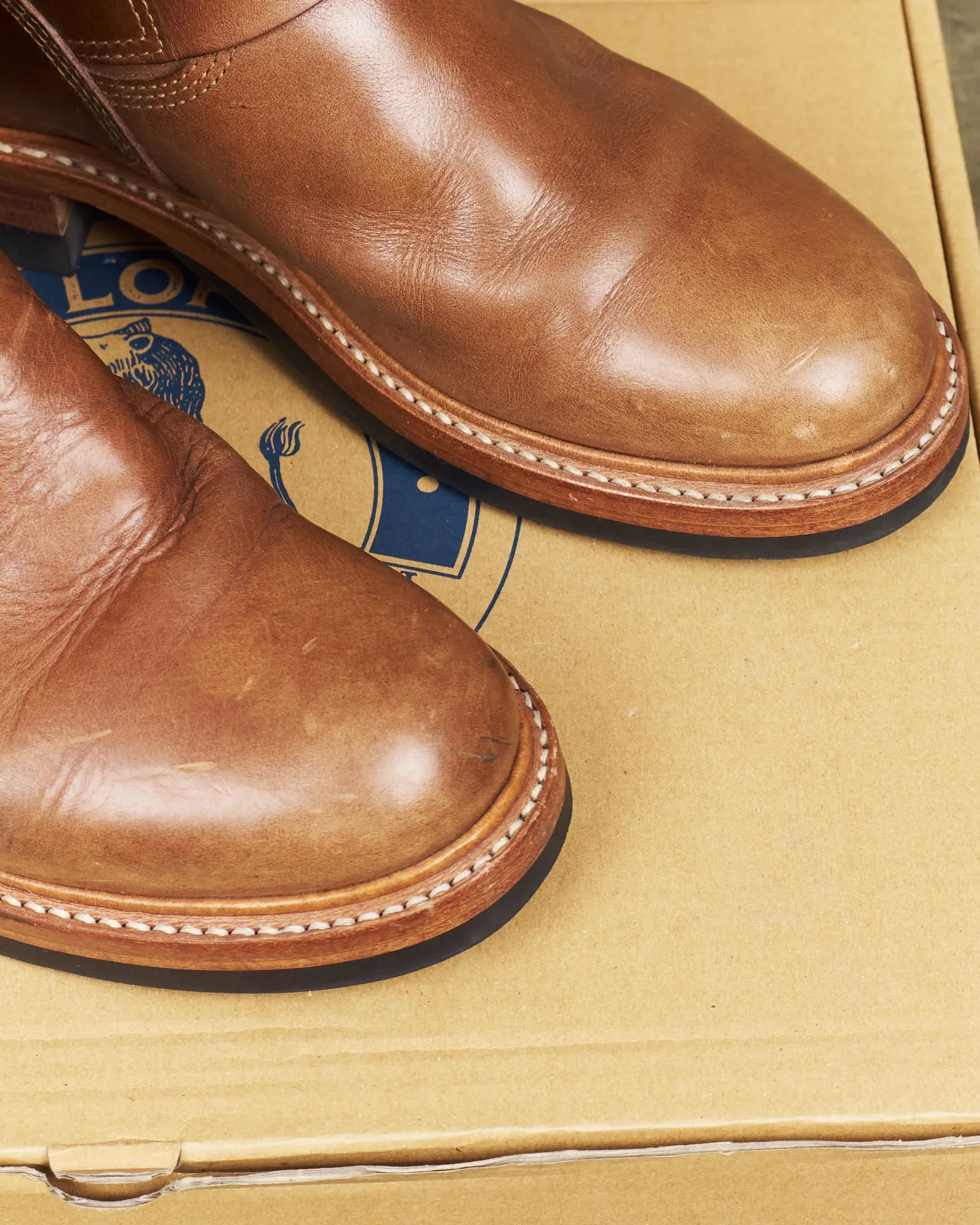 Second Hand John Lofgren LK-003 Engineer Boots Horween Leather CXL Natural Size US 9D