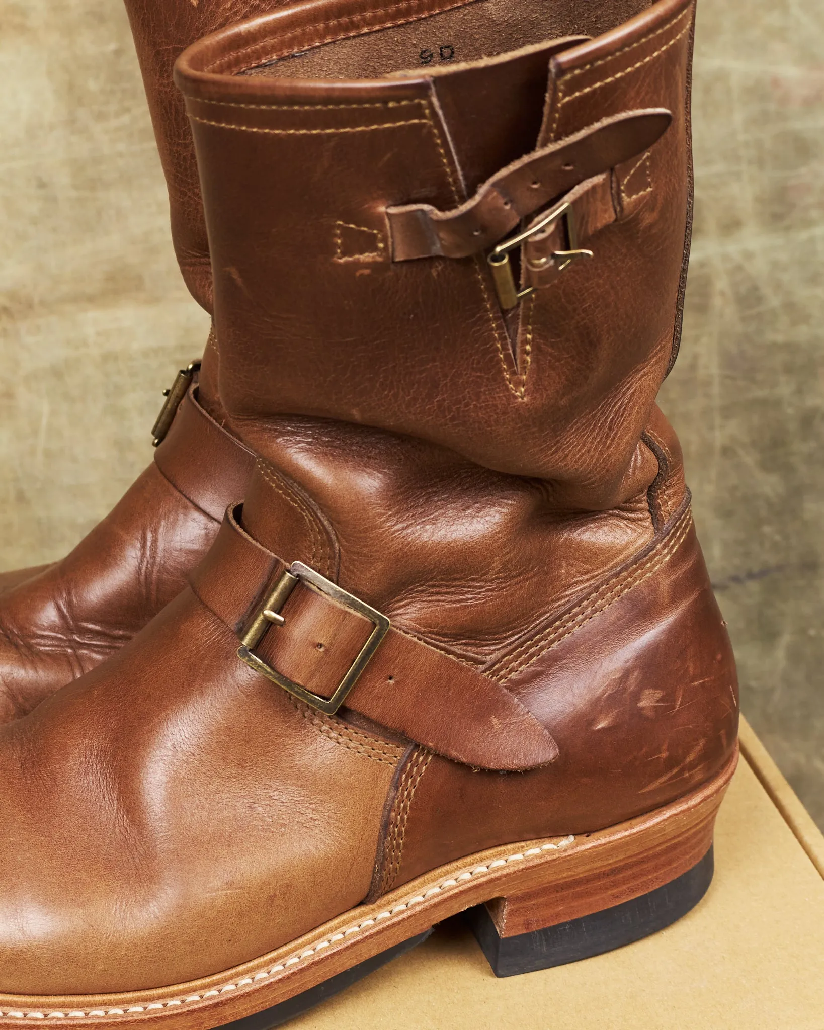 Second Hand John Lofgren LK-003 Engineer Boots Horween Leather CXL Natural Size US 9D