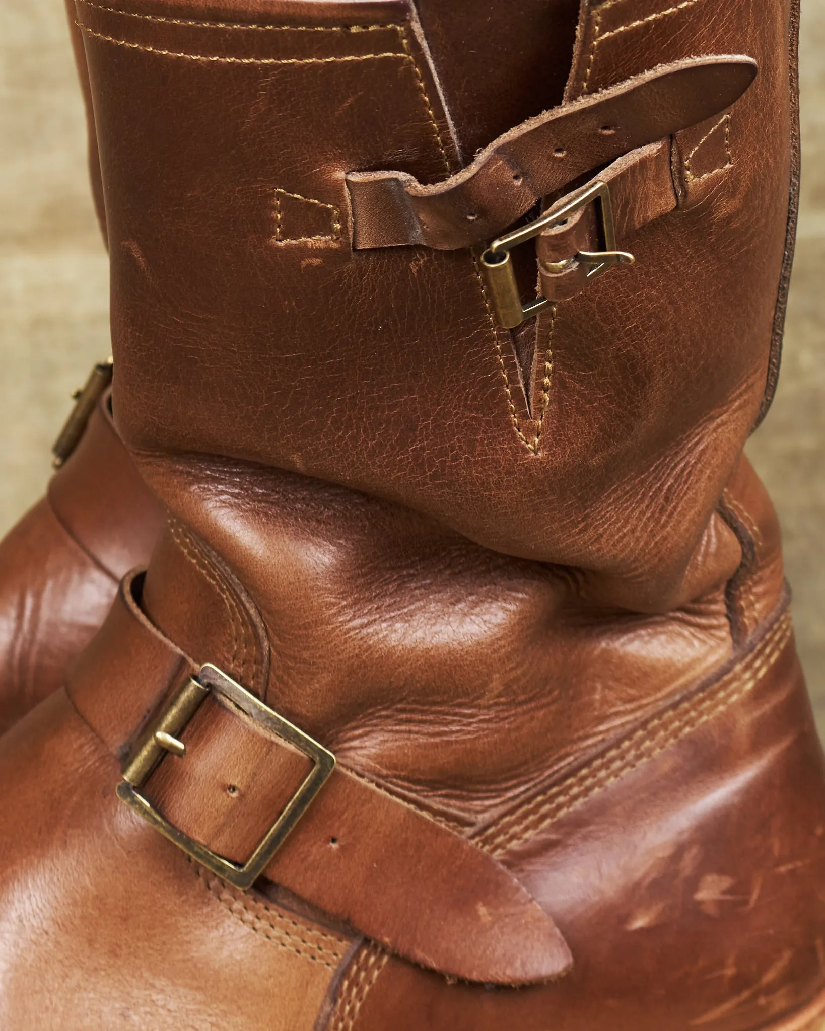 Second Hand John Lofgren LK-003 Engineer Boots Horween Leather CXL Natural Size US 9D