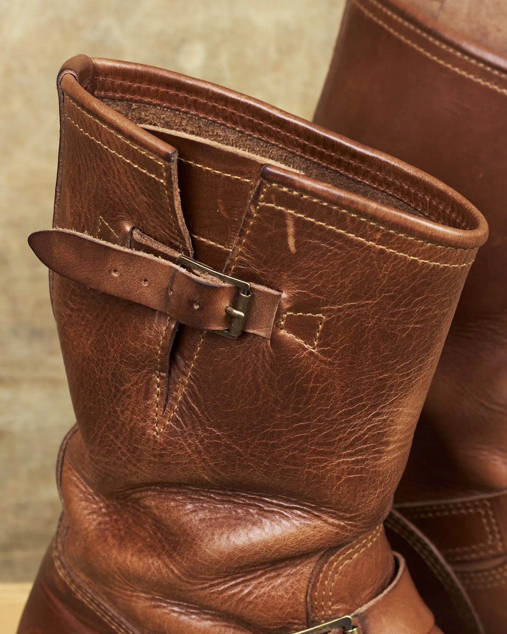 Second Hand John Lofgren LK-003 Engineer Boots Horween Leather CXL Natural Size US 9D