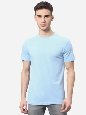 Sky Blue Solid Slim Fit T-Shirt | JadeBlue