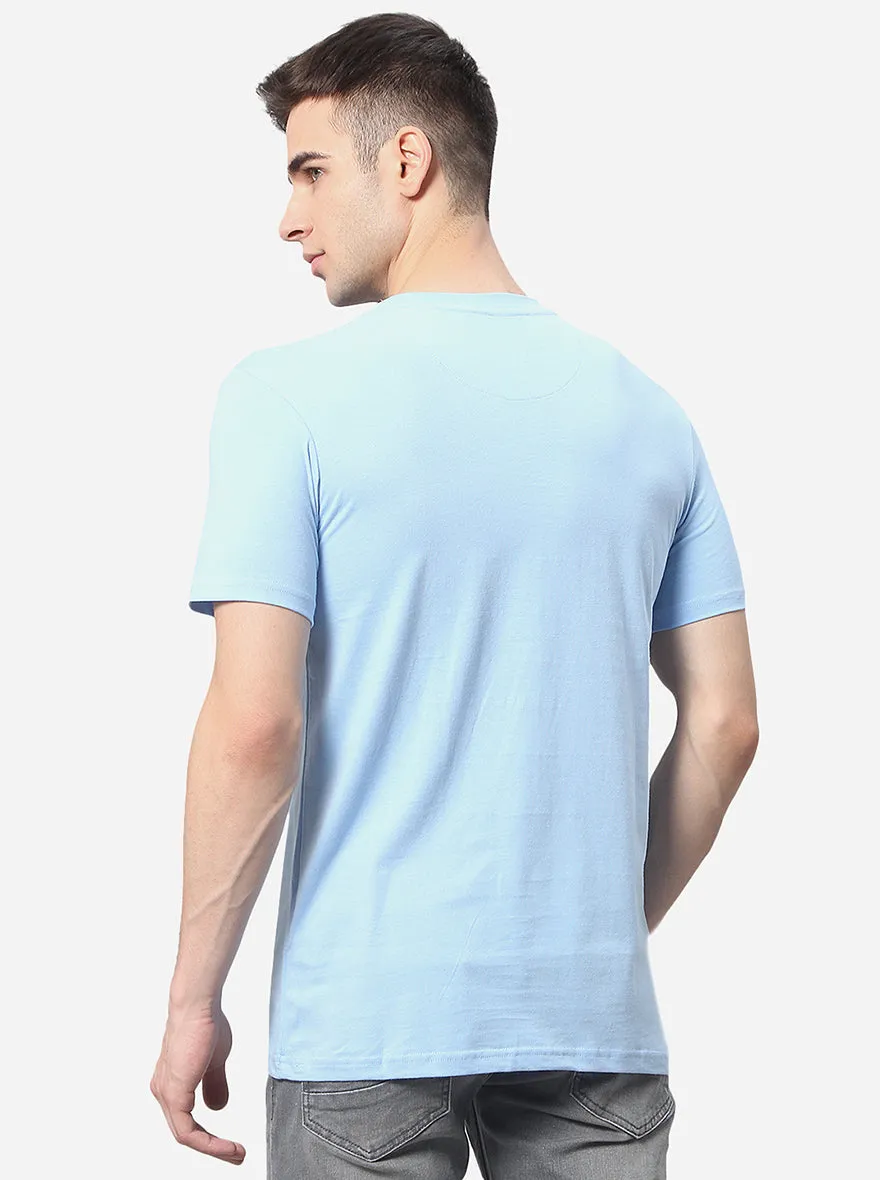 Sky Blue Solid Slim Fit T-Shirt | JadeBlue