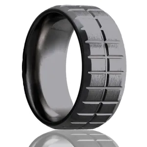 Square Cut Pattern Black Zirconium Ring