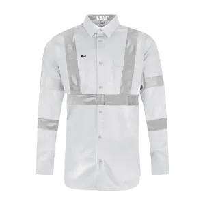 STRETCH L/S WHITE NIGHT WORK SHIRT WITH REFLECTIVE TAPE