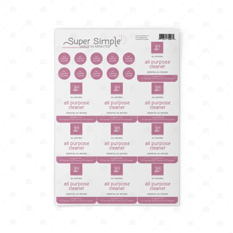Super Simple : Made in Minutes Label Sheet - All Purpose Cleaner