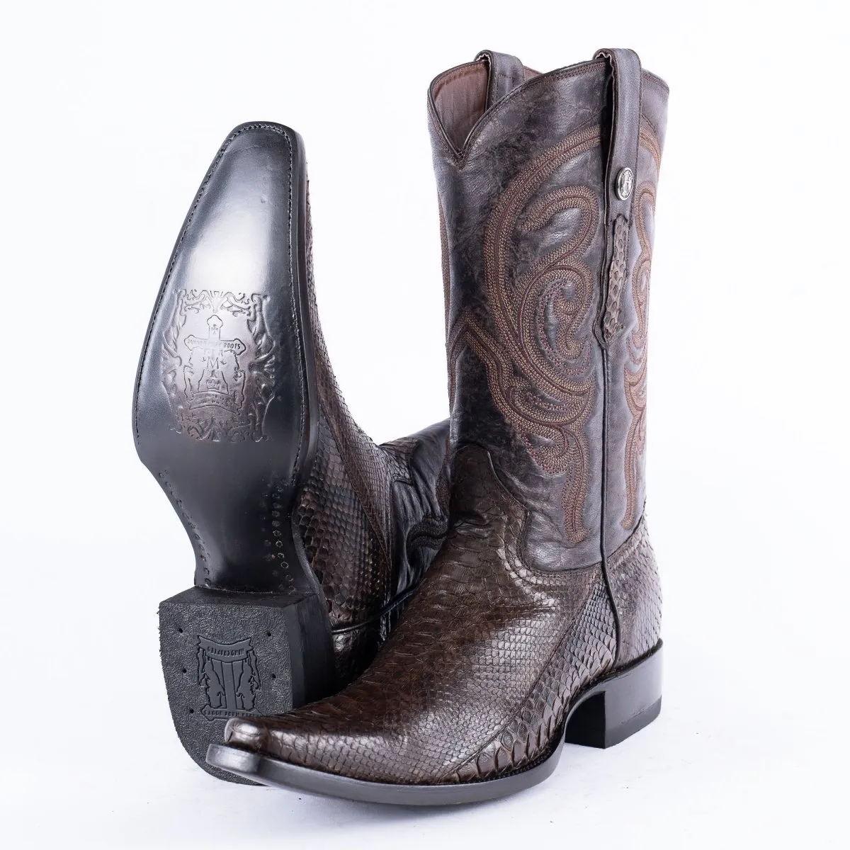 TANNER MARK EXOTIC LEATHER Python MD KT Cowboy Boots Euro Toe