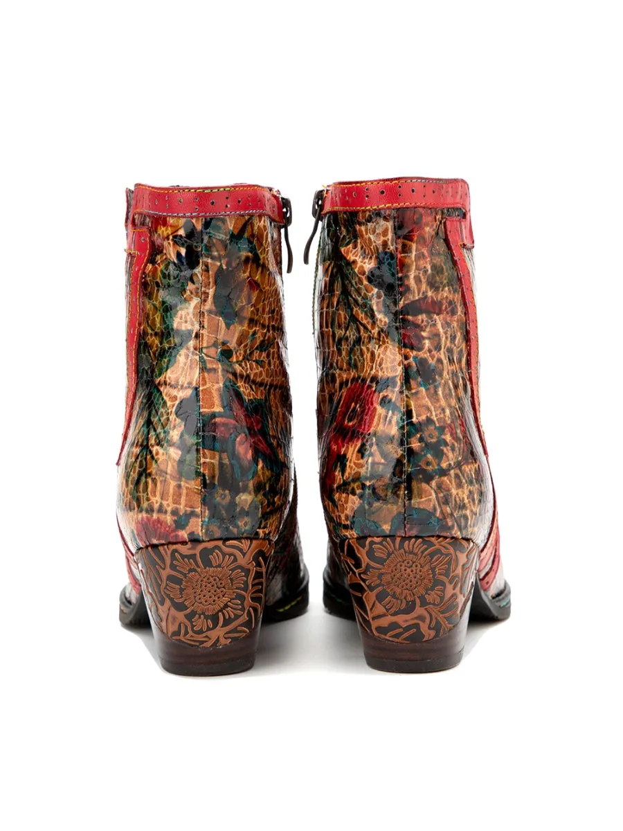 Terracotta Warriors Vintage Genuine Leather Mid Heel Ankle Boots