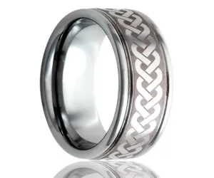 Titanium Deep Groove Laser Engraved Braid Ring