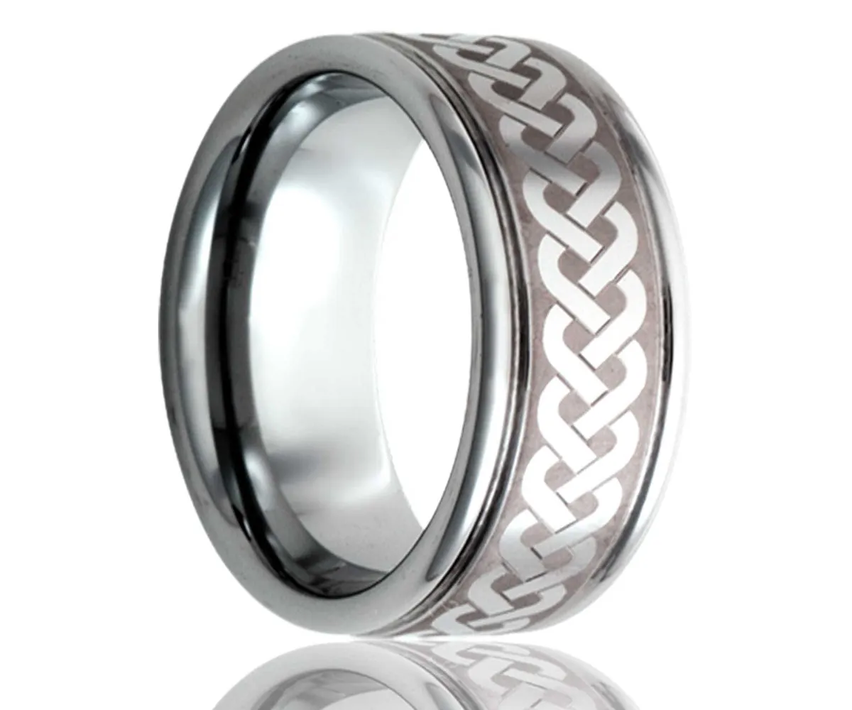 Titanium Deep Groove Laser Engraved Braid Ring