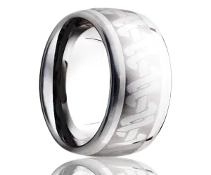 Titanium Dome Laser Engraved Wrapped Ring