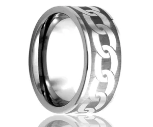 Titanium Flat Laser Engraved Chain Ring