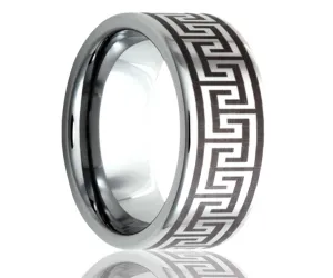 Titanium Flat Laser Engraved Geometric Ring