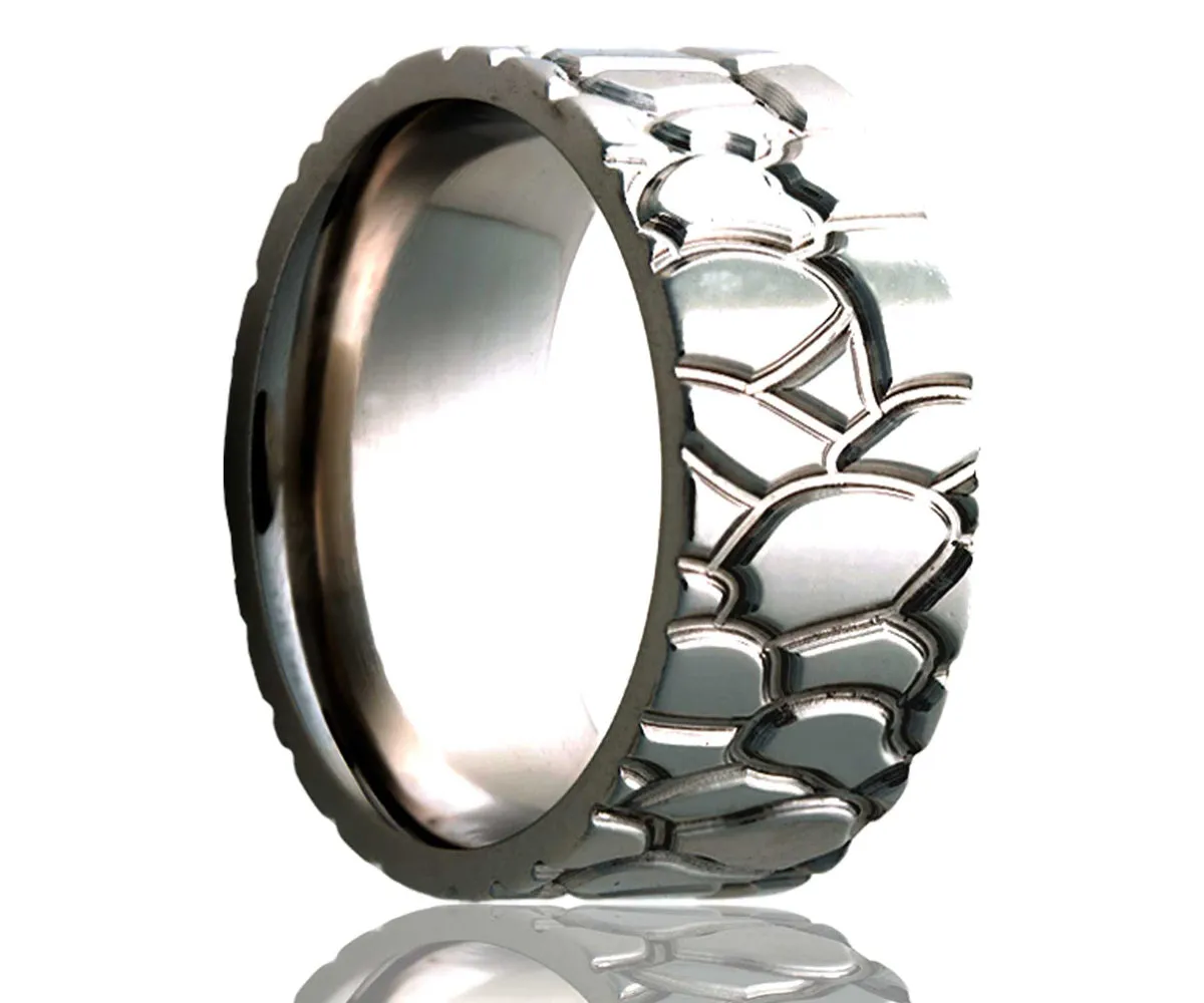 Titanium Flat Rock Milled Ring