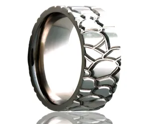 Titanium Flat Rock Milled Ring