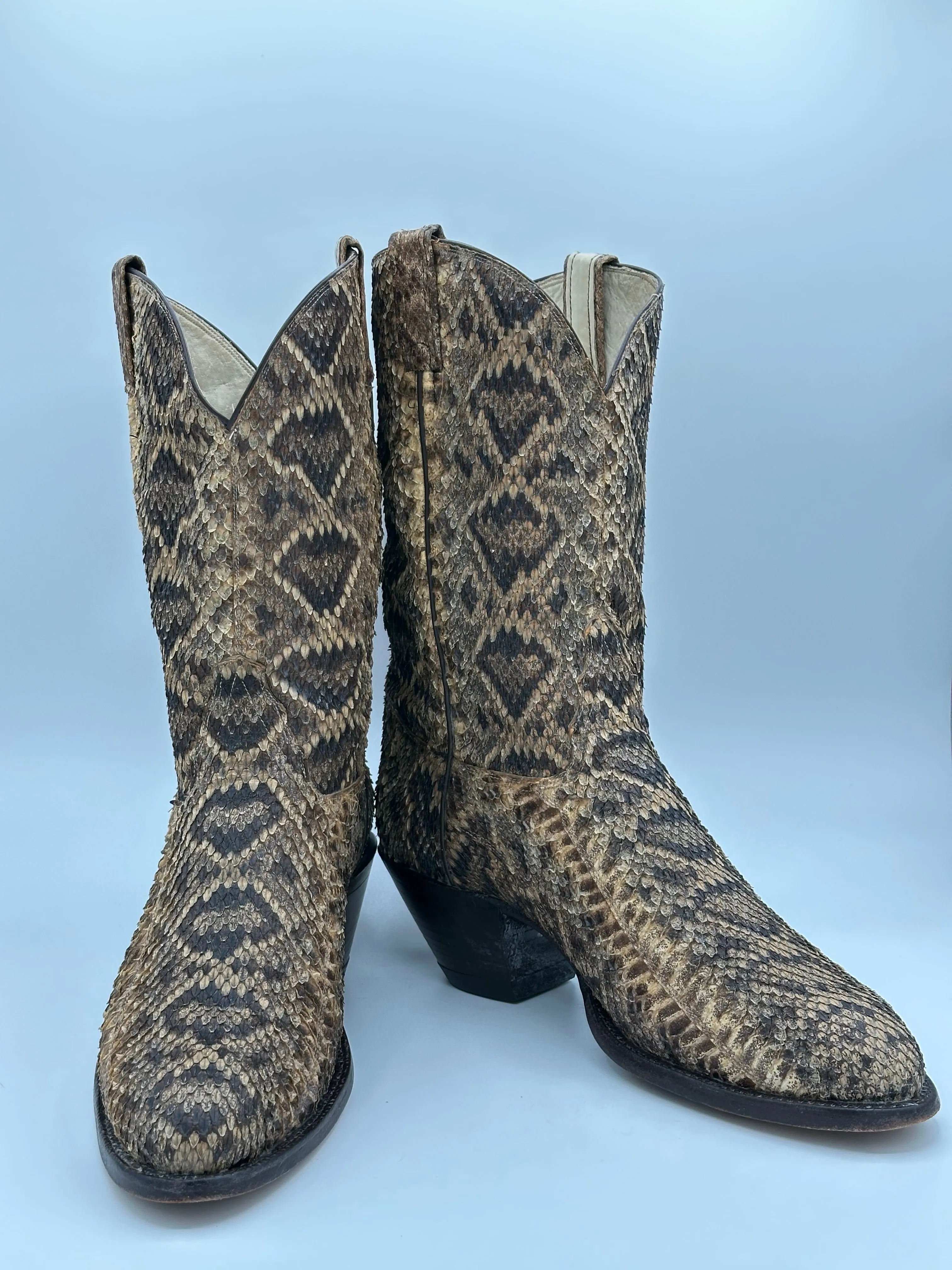 Tony Lama Custom Full Rattlesnake Cowboy Boots size 12 D