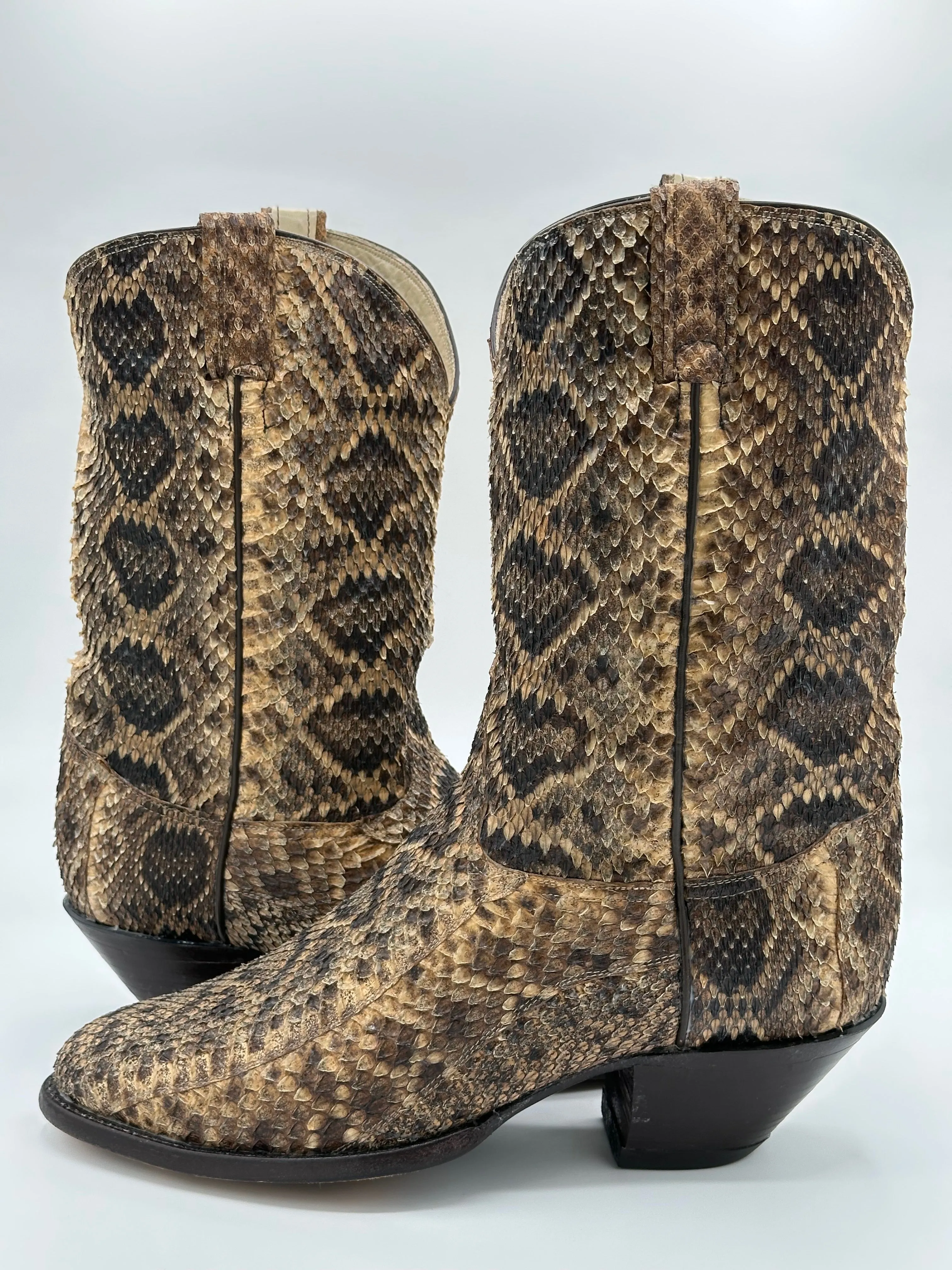 Tony Lama Custom Full Rattlesnake Cowboy Boots size 12 D
