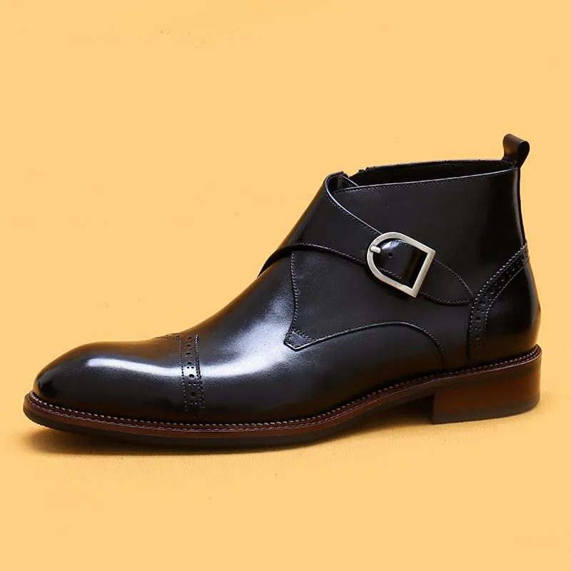 Top Layer Cowhide Men's Leather Shoes Winter Chelsea Boots Men's Genuine Leather Short British Side Zipper Business Formal Wear Martin Boots21320