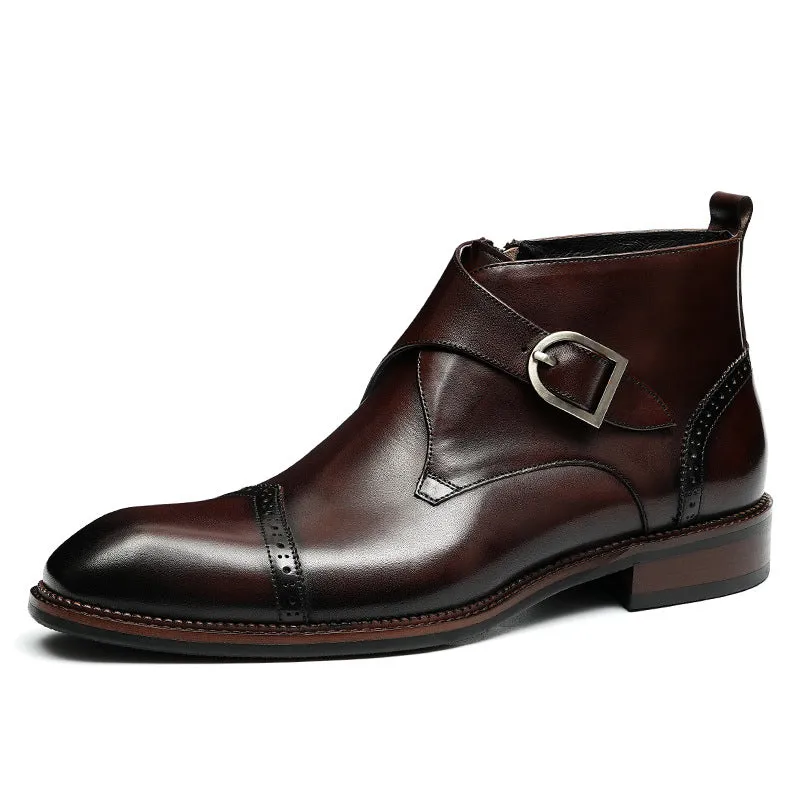 Top Layer Cowhide Men's Leather Shoes Winter Chelsea Boots Men's Genuine Leather Short British Side Zipper Business Formal Wear Martin Boots21320