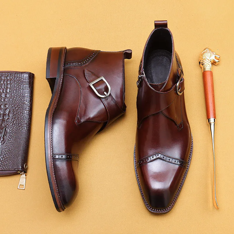 Top Layer Cowhide Men's Leather Shoes Winter Chelsea Boots Men's Genuine Leather Short British Side Zipper Business Formal Wear Martin Boots21320