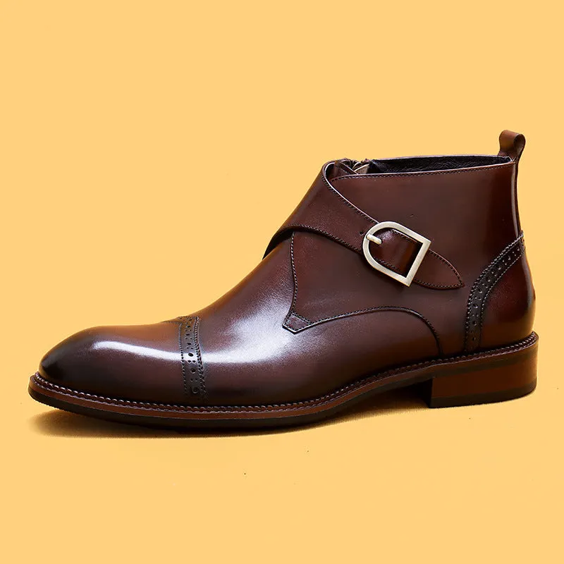 Top Layer Cowhide Men's Leather Shoes Winter Chelsea Boots Men's Genuine Leather Short British Side Zipper Business Formal Wear Martin Boots21320