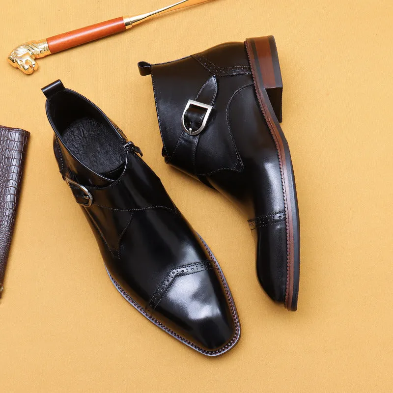 Top Layer Cowhide Men's Leather Shoes Winter Chelsea Boots Men's Genuine Leather Short British Side Zipper Business Formal Wear Martin Boots21320