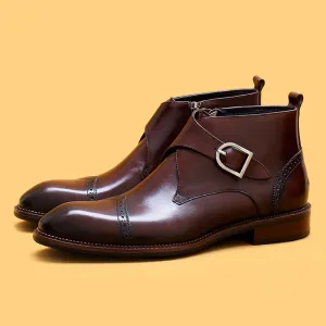 Top Layer Cowhide Men's Leather Shoes Winter Chelsea Boots Men's Genuine Leather Short British Side Zipper Business Formal Wear Martin Boots21320