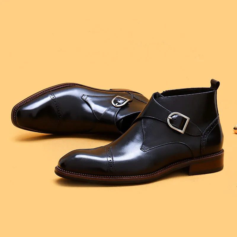 Top Layer Cowhide Men's Leather Shoes Winter Chelsea Boots Men's Genuine Leather Short British Side Zipper Business Formal Wear Martin Boots21320