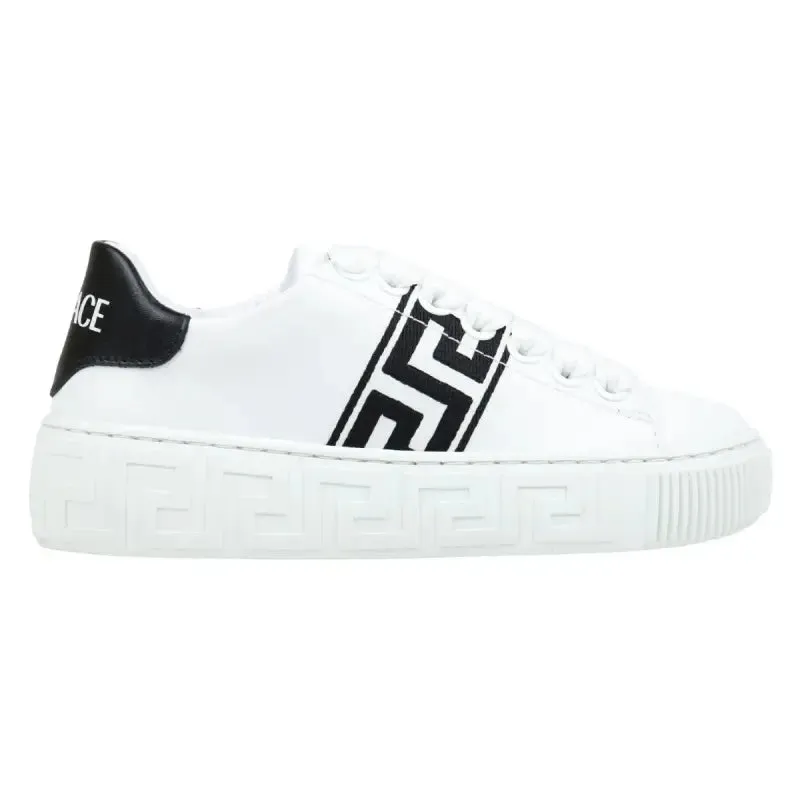 Versace White Embroidered Greca Sneakers
