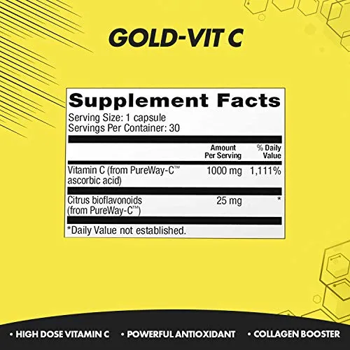 Vitamin C 1000mg Capsules - Vitamin C Capsules 1000mg - VIT C 1000mg Capsules - High Dose Vitamin C - Vitamin C 1000 Mg Capsules - VIT C Capsules - Olimp Gold VIT C 1000 Forte - 30 Capsules