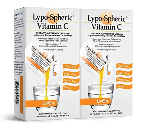 Vitamina C Lypo-spheric, 60 paquetes, 0,035 oz de vitamina C por paquete, encapsulada para máxima biodisponibilidad, fórmula profesional, 100 % sin pesticidas, ultra potente