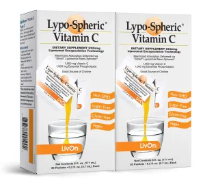 Vitamina C Lypo-spheric, 60 paquetes, 0,035 oz de vitamina C por paquete, encapsulada para máxima biodisponibilidad, fórmula profesional, 100 % sin pesticidas, ultra potente