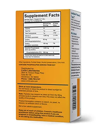 Vitamina C Lypo-spheric, 60 paquetes, 0,035 oz de vitamina C por paquete, encapsulada para máxima biodisponibilidad, fórmula profesional, 100 % sin pesticidas, ultra potente