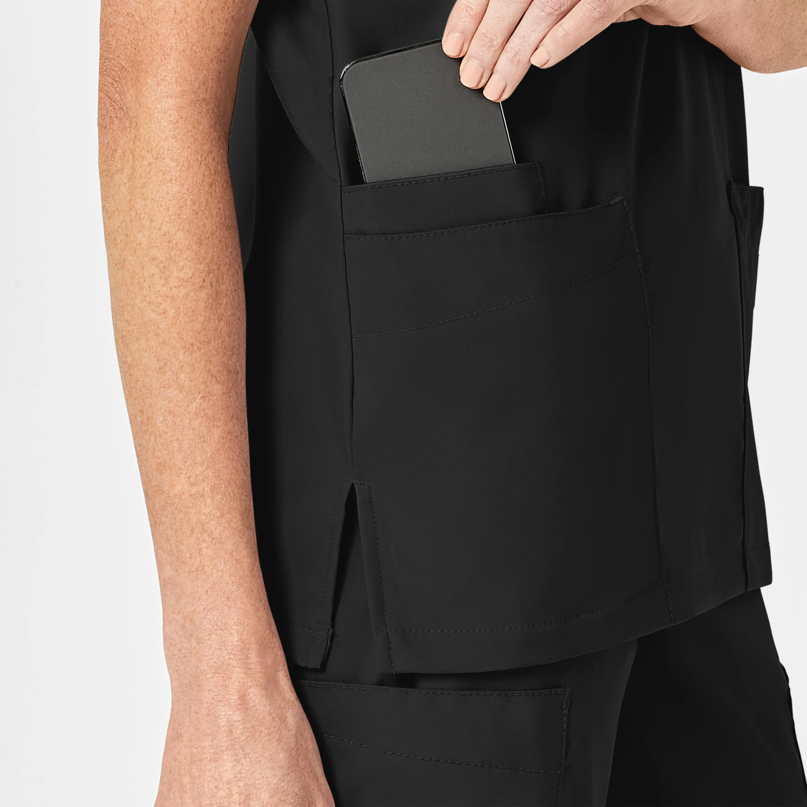 W123 6855 Unisex 4 Pocket Utility Scrub Top Black