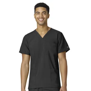 W123 6855 Unisex 4 Pocket Utility Scrub Top Black