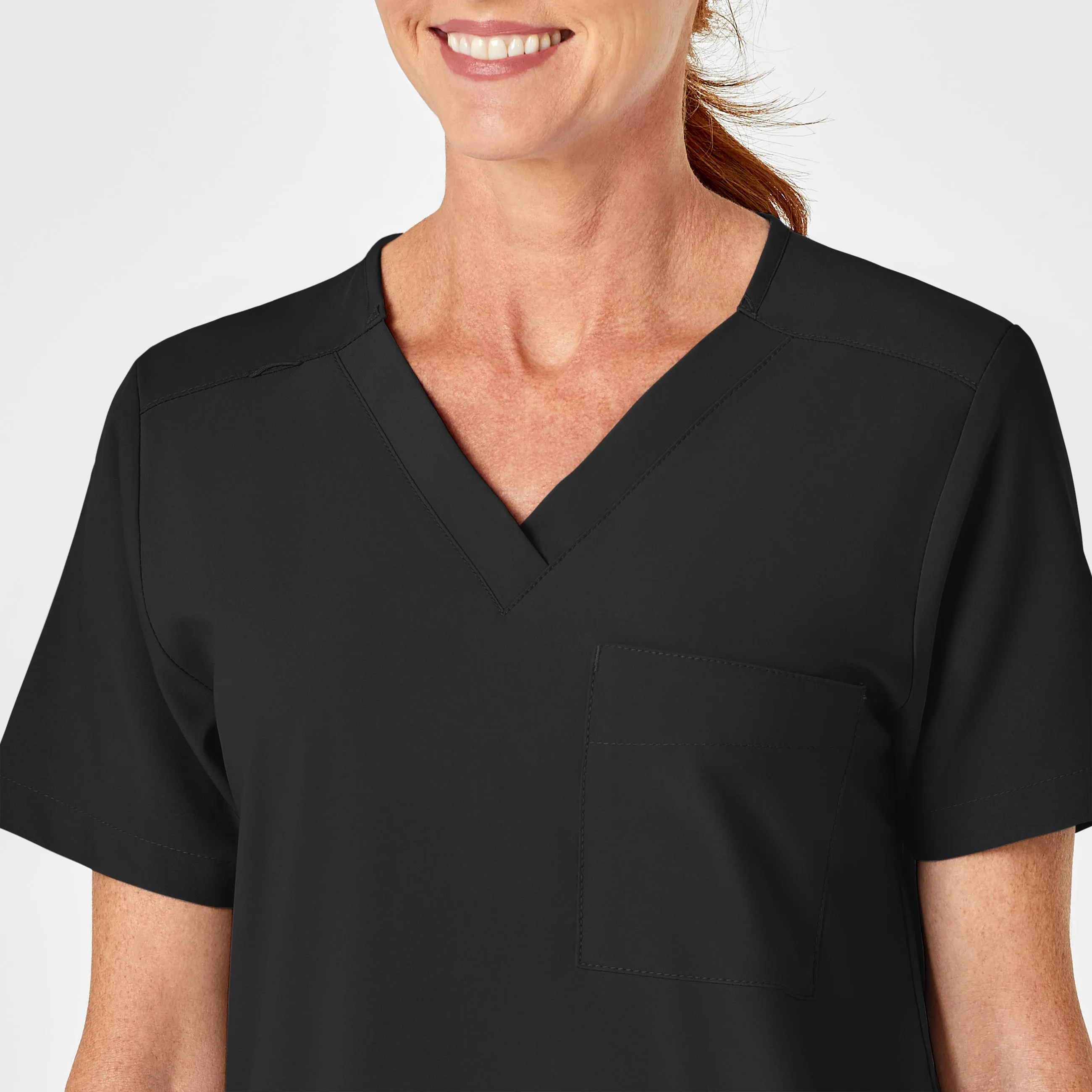 W123 6855 Unisex 4 Pocket Utility Scrub Top Black