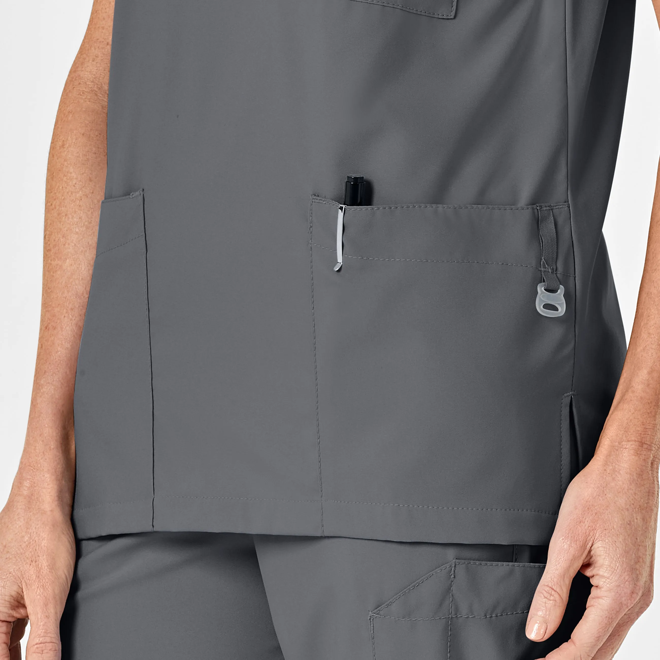 W123 6855 Unisex 4 Pocket Utility Scrub Top Pewter