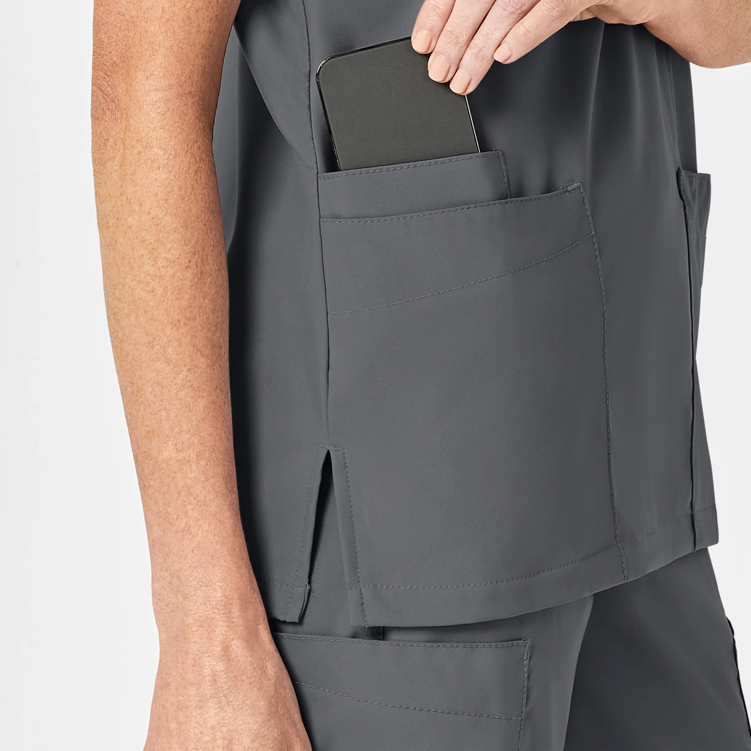 W123 6855 Unisex 4 Pocket Utility Scrub Top Pewter