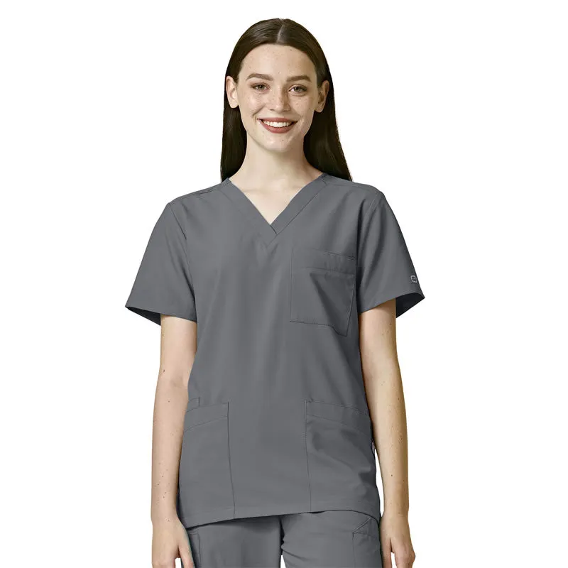 W123 6855 Unisex 4 Pocket Utility Scrub Top Pewter