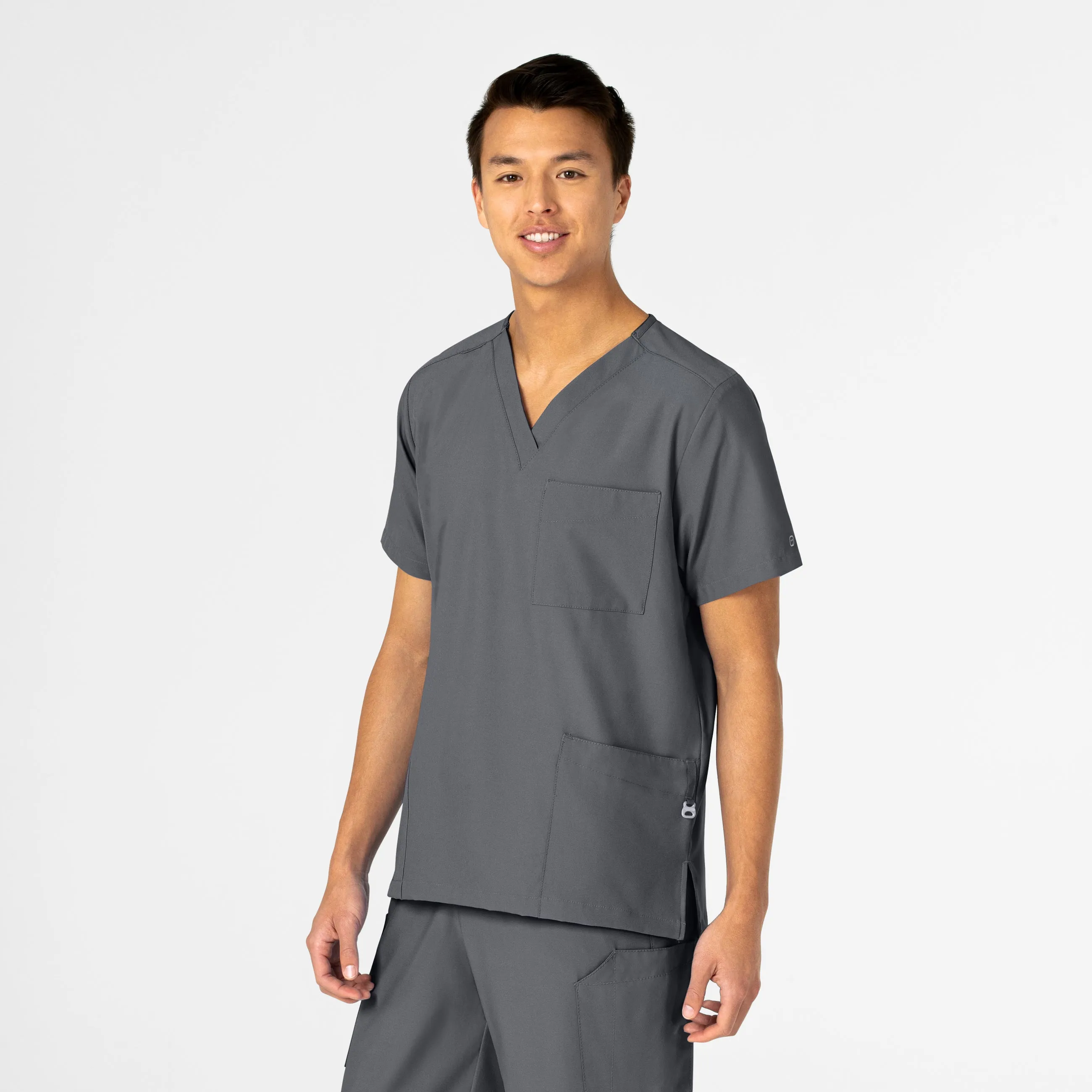 W123 6855 Unisex 4 Pocket Utility Scrub Top Pewter