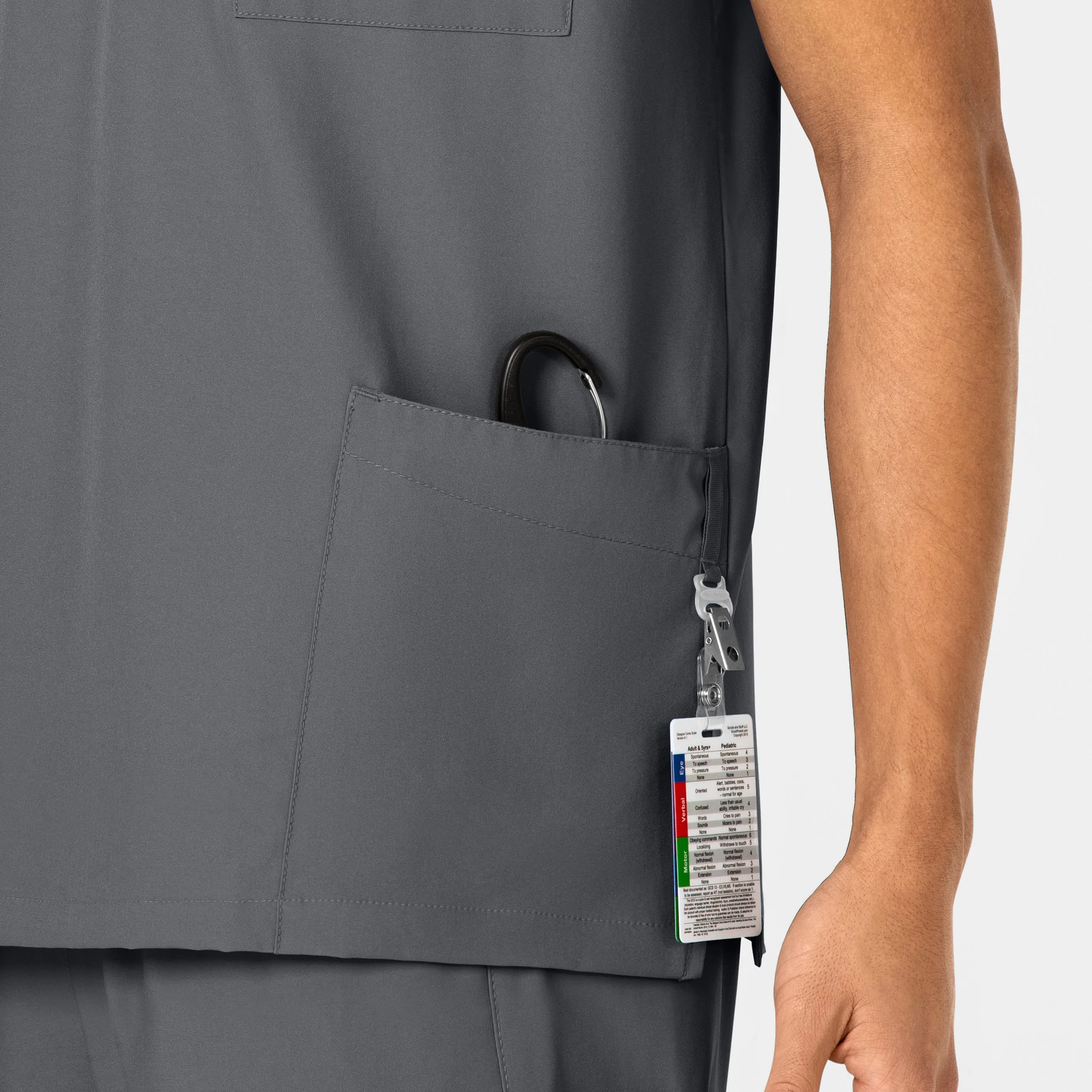 W123 6855 Unisex 4 Pocket Utility Scrub Top Pewter
