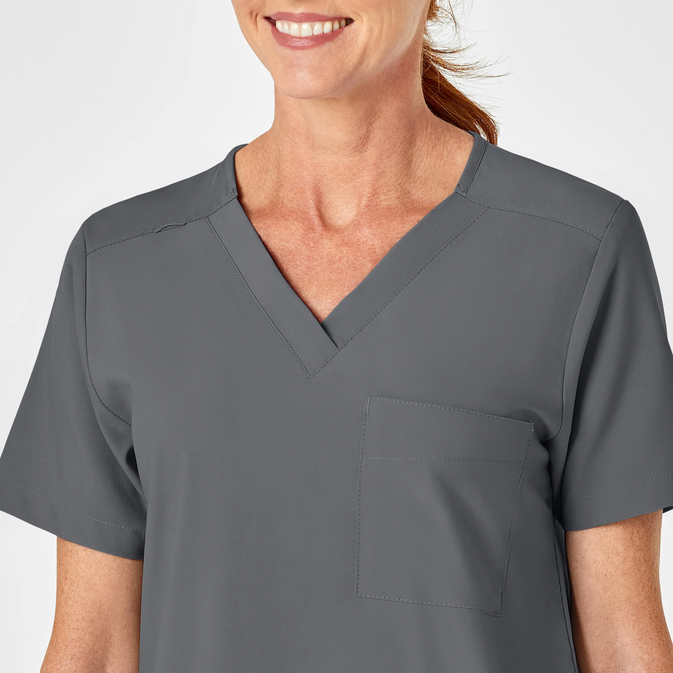 W123 6855 Unisex 4 Pocket Utility Scrub Top Pewter