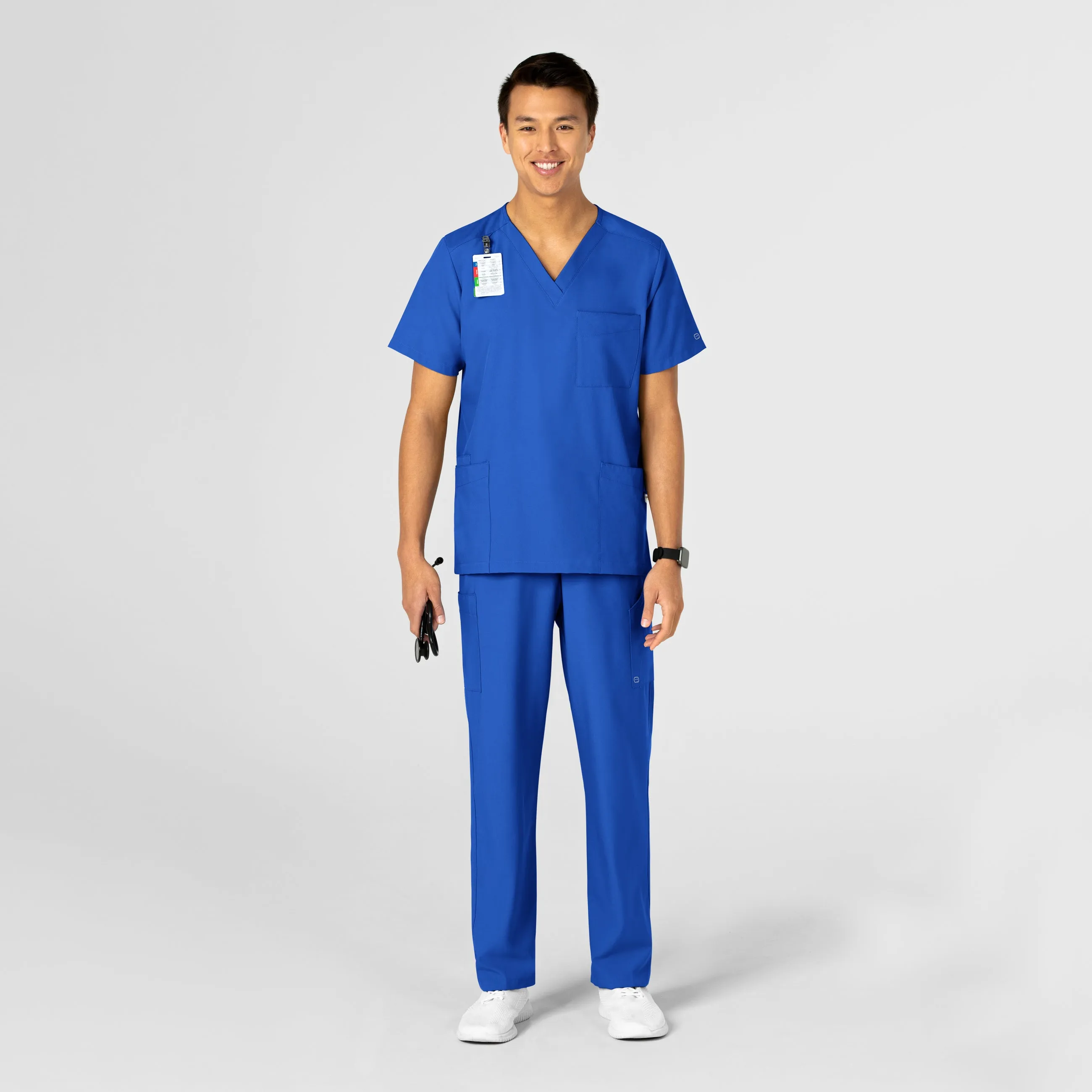 W123 6855 Unisex 4 Pocket Utility Scrub Top Royal