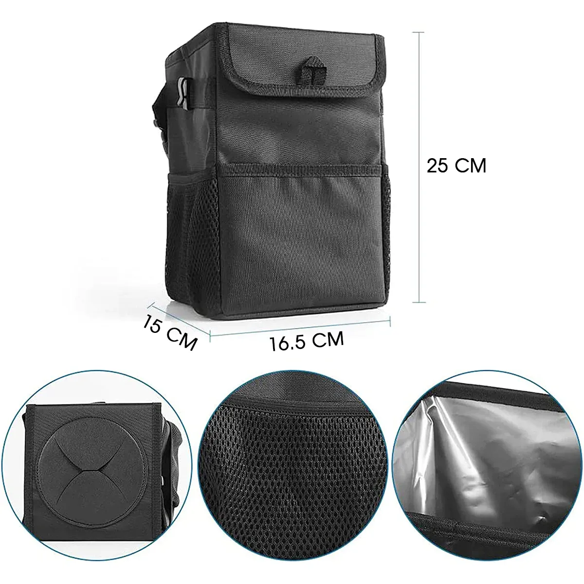 Waterproof Car Trash Can with Lid and Storage Pockets, Custom-Fit For Car, 100% Leak-Proof Car Organizer, Waterproof Car Garbage Can, Multipurpose Trash Bin for Car WAHY234
