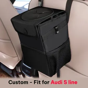 Waterproof Car Trash Can with Lid and Storage Pockets, Custom-Fit For Car, 100% Leak-Proof Car Organizer, Waterproof Car Garbage Can, Multipurpose Trash Bin for Car WAVE234