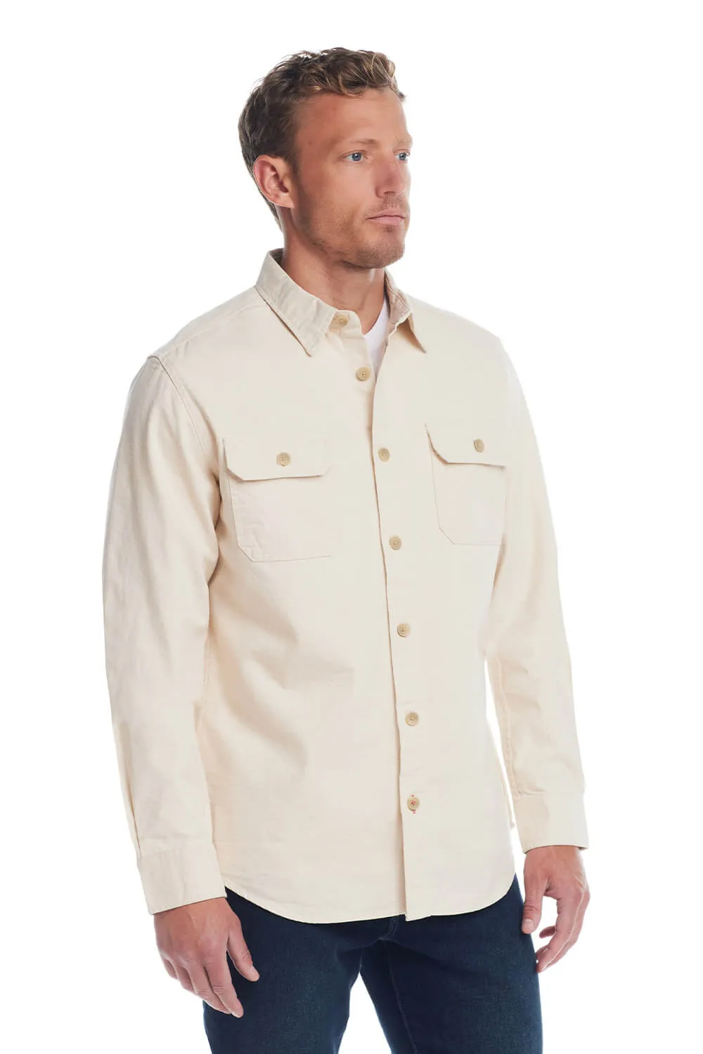 Weatherproof Vintage Slub Canvas Work Shirt for Men in Oatmeal | F2485638GK-OATMEAL