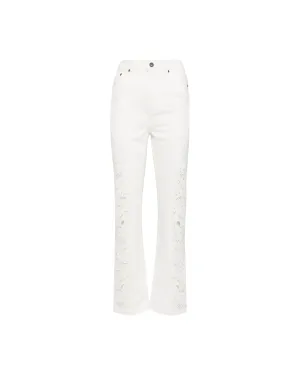 White Cutwork Denim Jeans