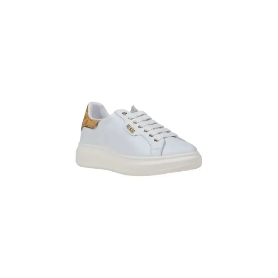 White Leather Sneaker with Gold Accent