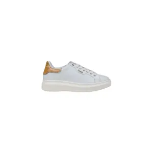 White Leather Sneaker with Gold Accent