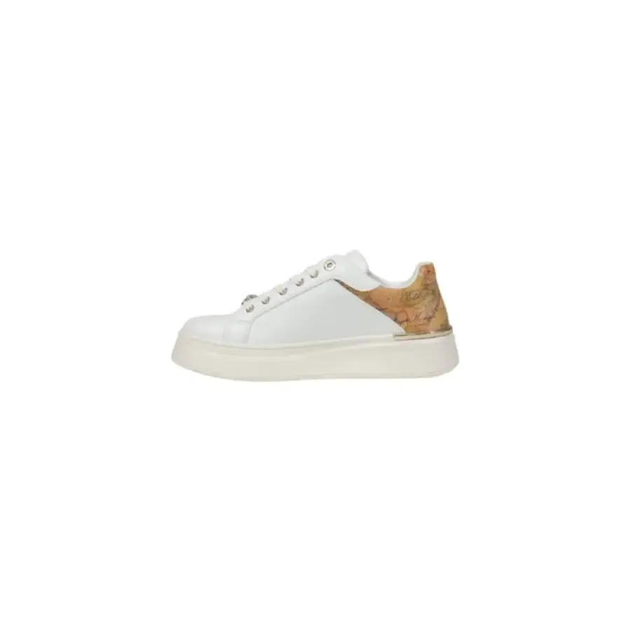 White Leather Sneaker with Patterned Heel